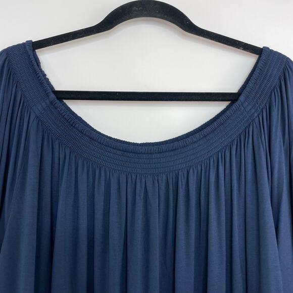 Chaps blue bohemian off the shoulder blouse keyhole sleeves size 2X - Picture 3 of 9